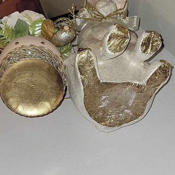 PIER1 EASTER IVORY CAPIZ FLORAL BUTTERFLY EGG GLAMOUR BUNNY CENTERPIECE PIER One - Picture 14 of 14